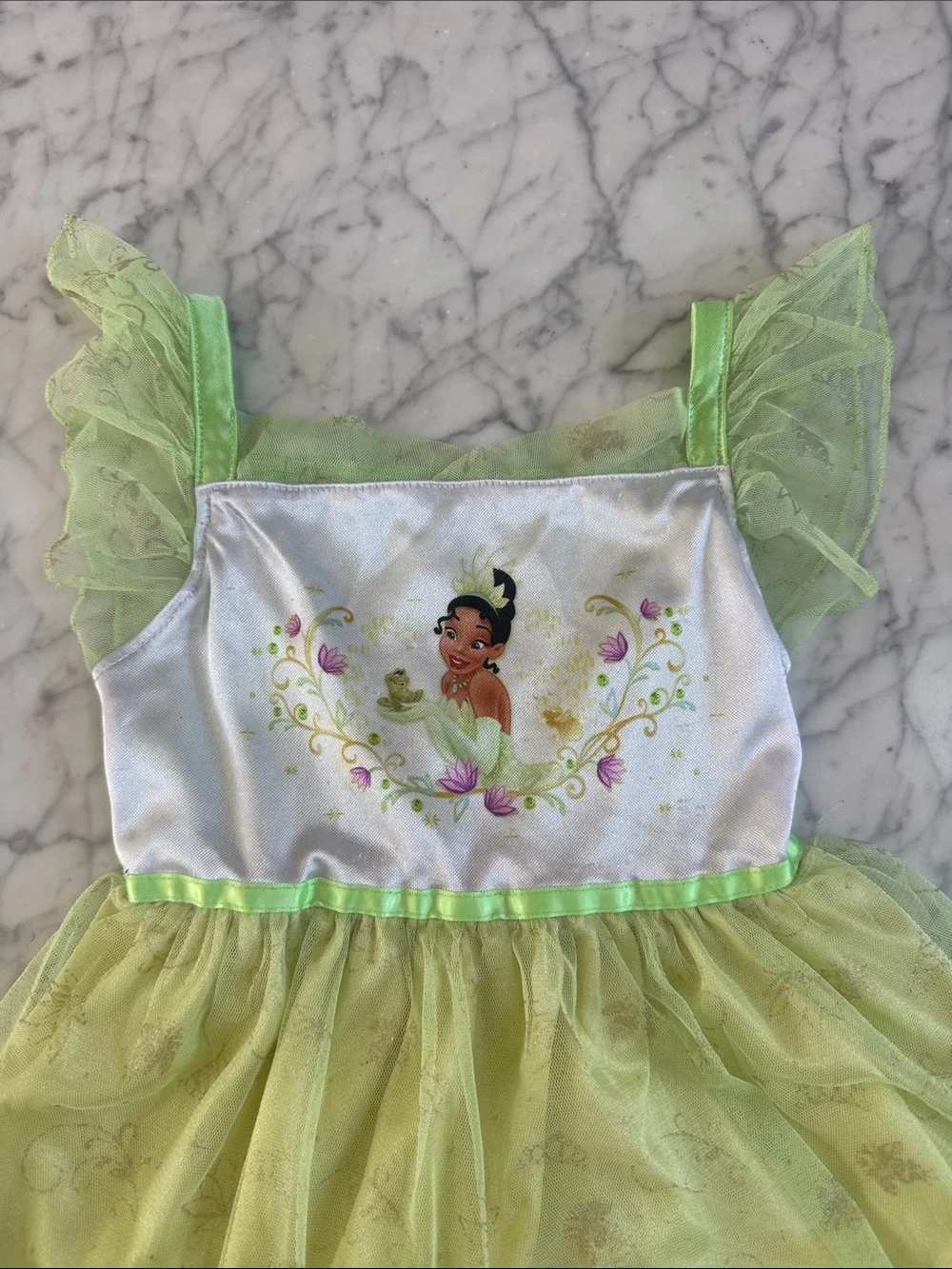 Girls Green Princess Tiana Nightgown Dress Sz 6 - Picture 2 of 6